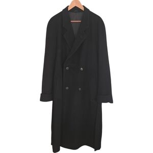 Vintage Windsor Trench Coat Mens US 42 (EU 52) Blk 100% Cashmere Double Breasted
